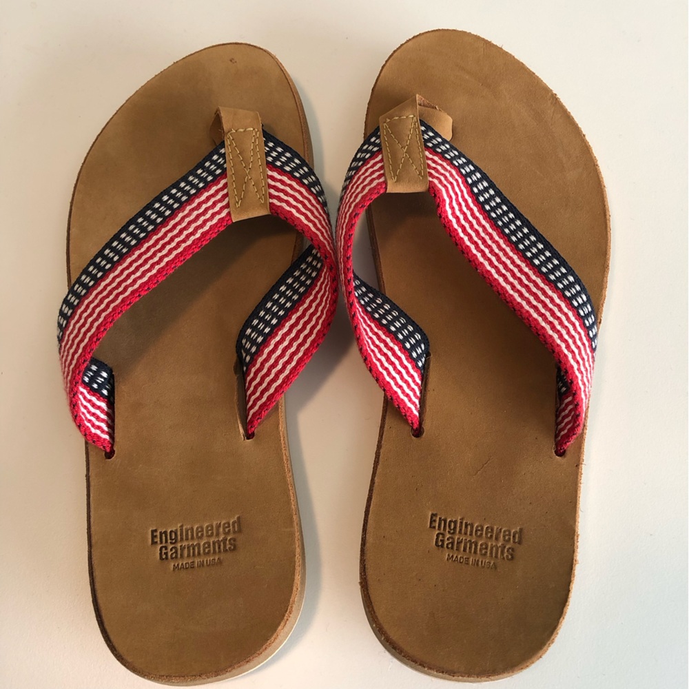 Engineered Garments Tan Sandals flip flops thongs shoes men’s 8